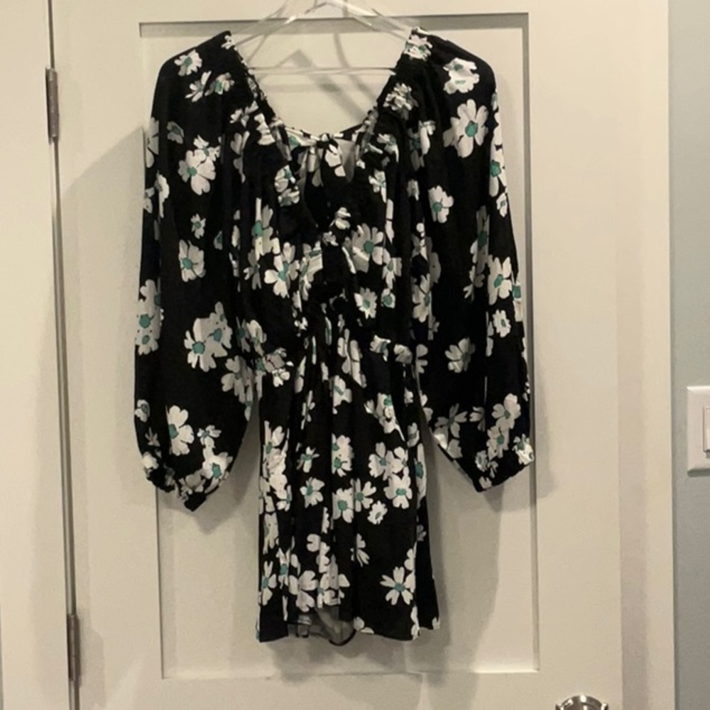 Topshop Elasticated Channel Long Sleeve Romper in Multi-Floral